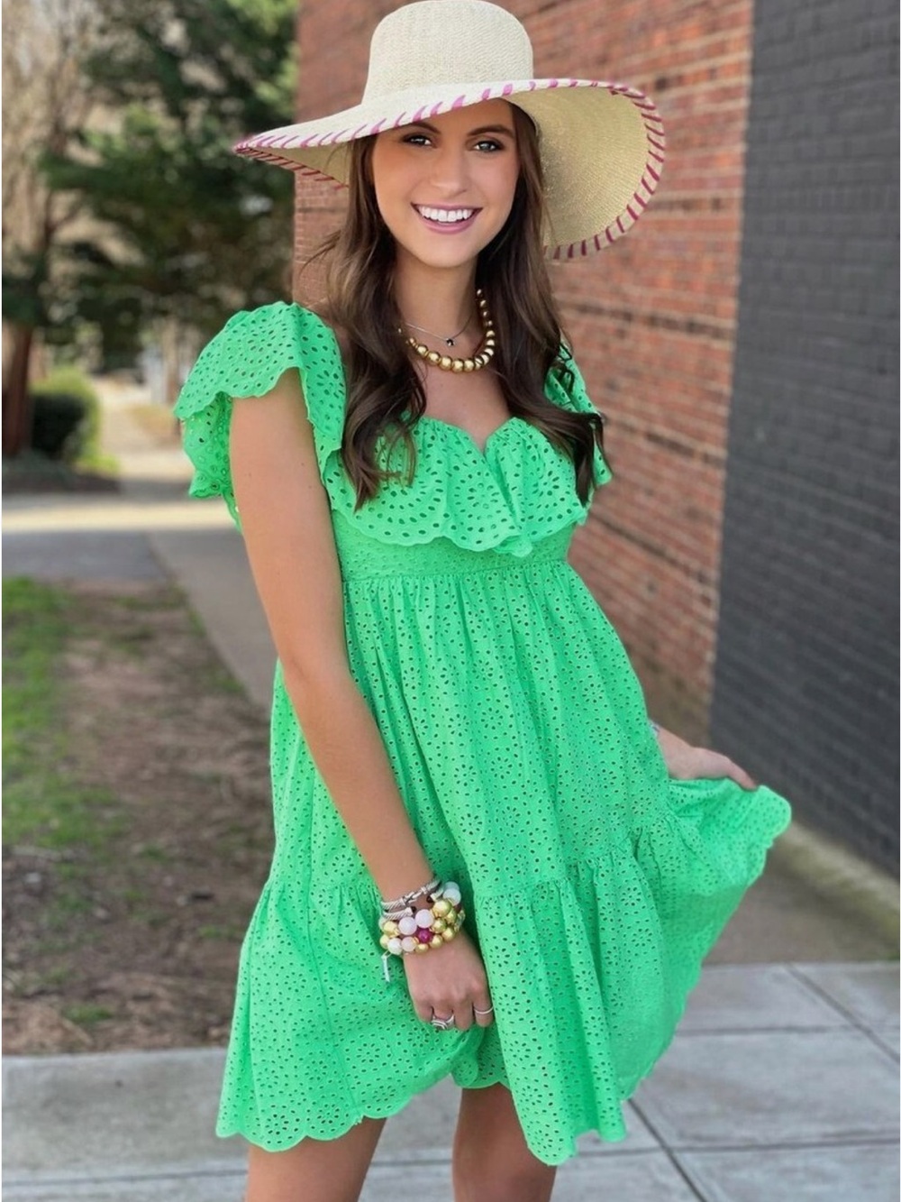 Lily Pulitzer Asteria Cabana Green Daisy Dreams Eyelet Swing Dress